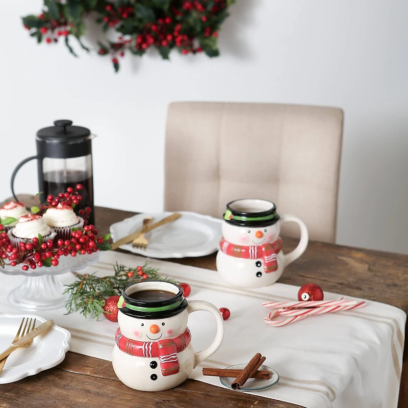 DII® 12oz. Cheerful Snowman Ceramic Mugs, 2ct.