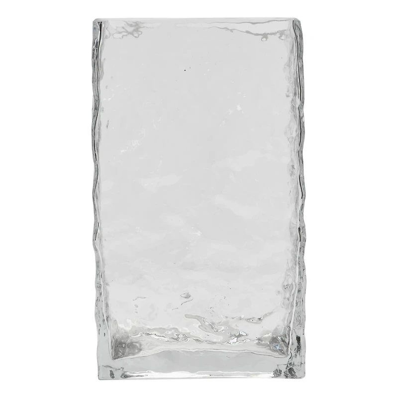 Hello Honey® 8" Clear Rectangular Hammered Glass Vase