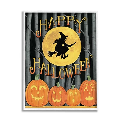 Stupell Industries Happy Halloween Forest Witch Framed Giclee Art