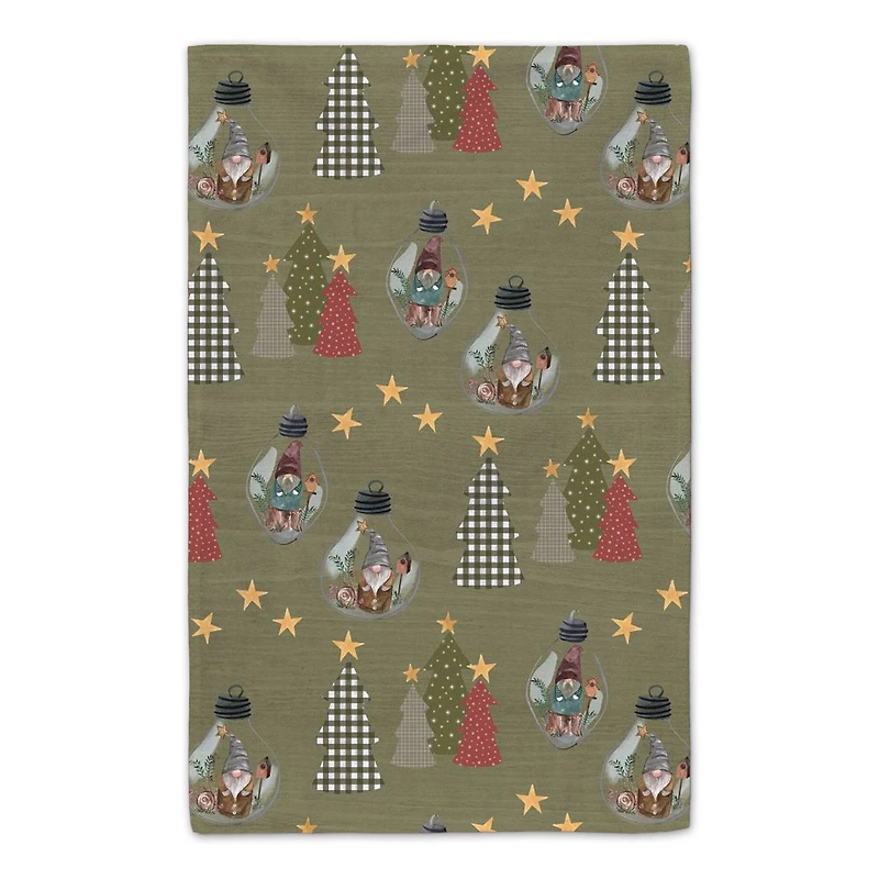 Good Tidings Green Tree & Globe Pattern Tea Towel Set