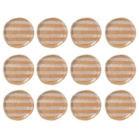 Hello Honey® 6" Brown & White Striped Hand-Painted Stoneware Plate, 12ct.