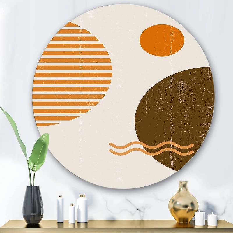Designart - Abstract Minimal Sun and Moon In Earth Tones III