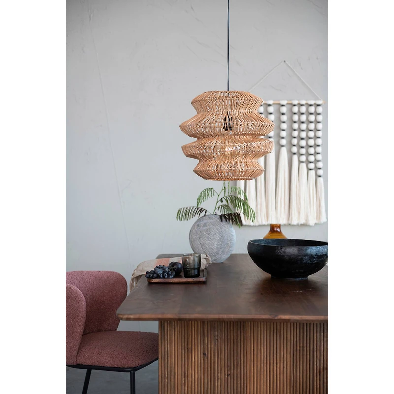 Hello Honey® 16" Boho Natural Woven Rattan Sculptural Pendant Light