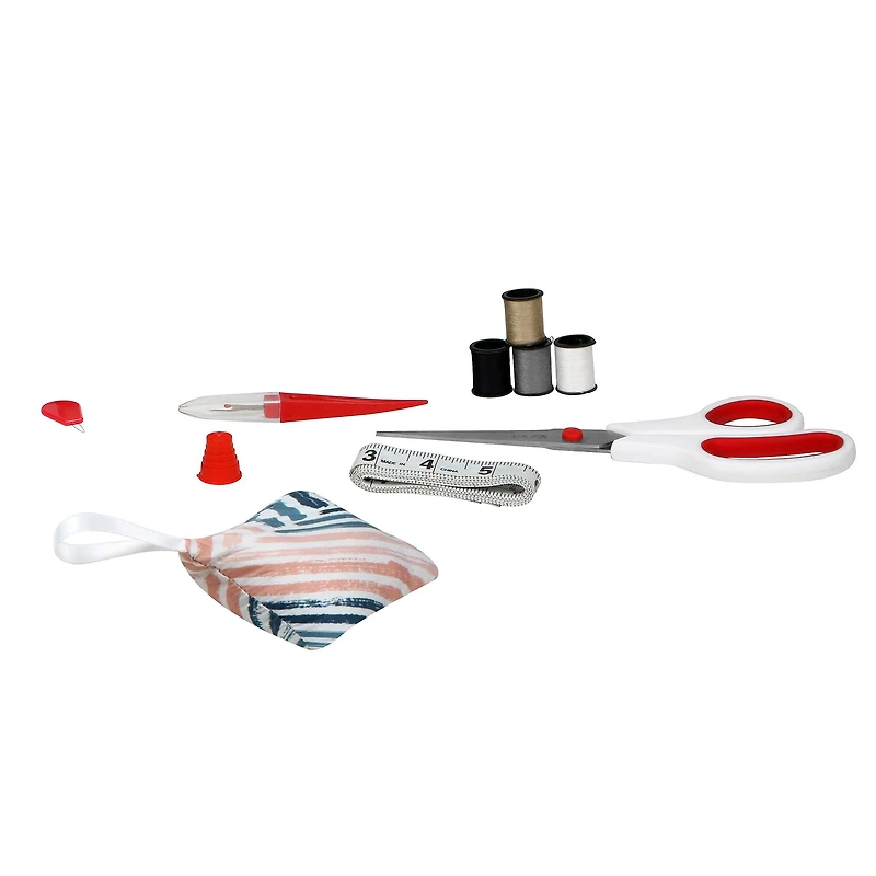 SINGER® Large Teal Zig Zag Print Premium Sewing Basket with Sew Kit