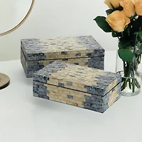 Tan & Blue Wood Coastal Box Set