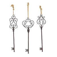 31" Black Metal Skeleton Key Industrial Wall Décor Set