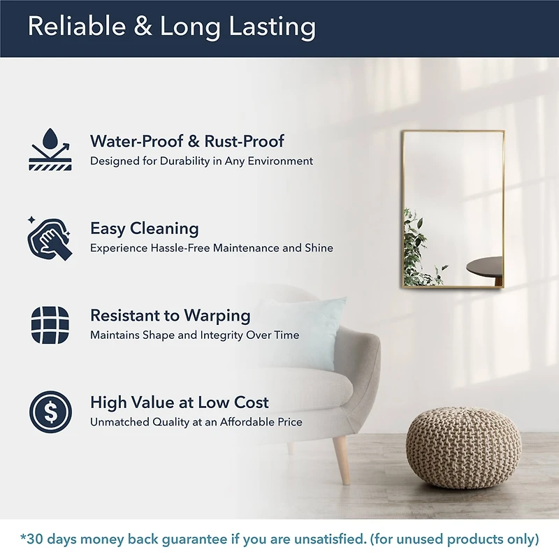 Head West Brassy Gold Spectrum Metal Rectangular Bathroom Vanity Mirror