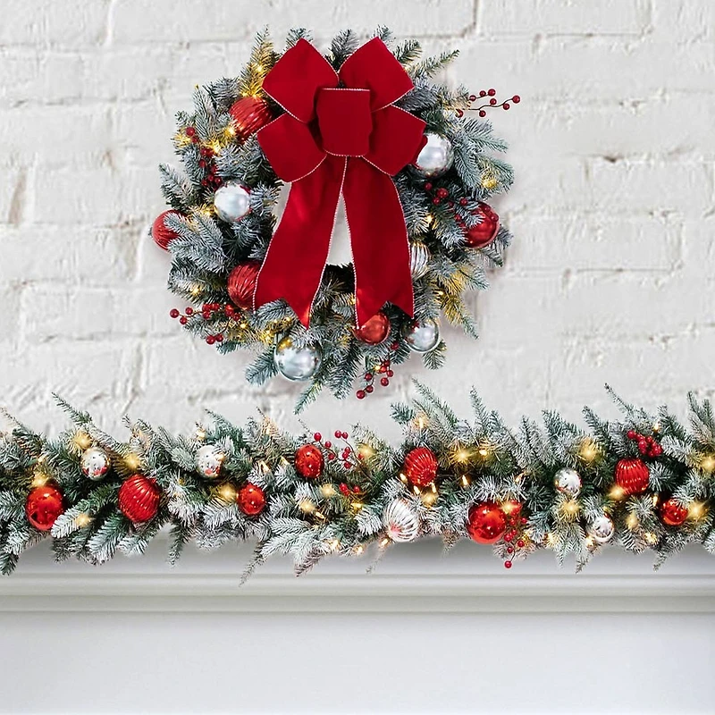 Haute Decor 24" White LED Frosted Wreath 