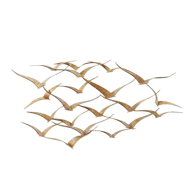 Gold Metal Coastal Birds Wall Decor, 47" x 21"