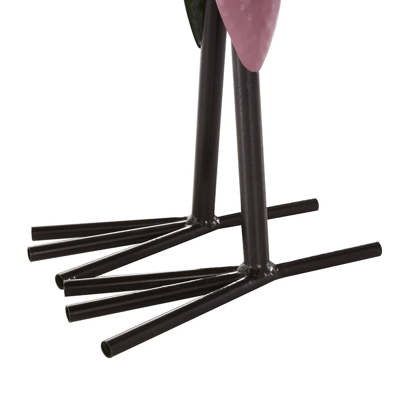 27.75" Red, Yellow & Black Textured Metal Rooster Garden Sculpture