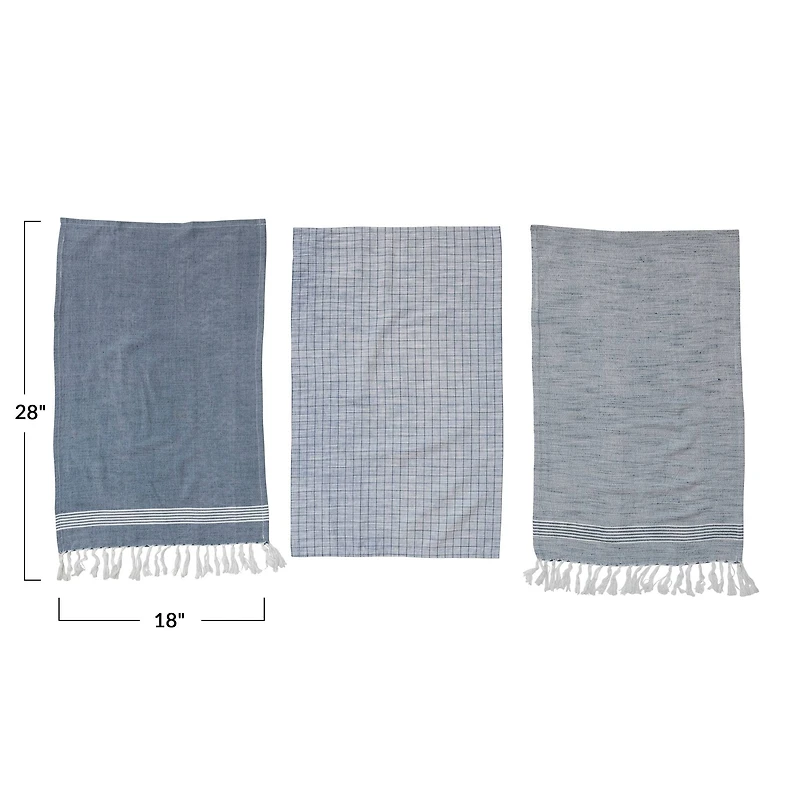 Hello Honey® Blue & White Cotton Blend Tea Towels Set