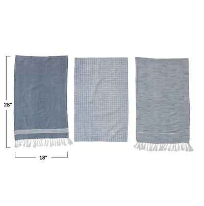 Hello Honey® Blue & White Cotton Blend Tea Towels Set
