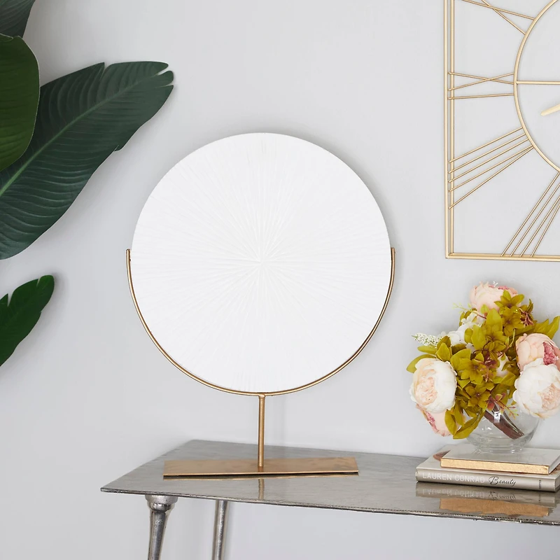 White Iron Contemporary Sculpture, 18" x 18" x 4"