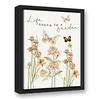 Life Began in a Garden White Floating Framed Canvas Wall Art