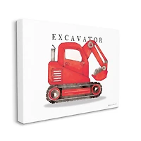 Stupell Industries Red Excavator Truck Traditional Construction Vehicle Canvas Wall Art