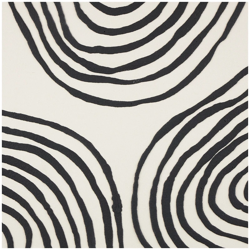 Black Wooden Abstract Wavy Line Framed Wall Art with Black Wooden Frame