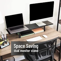 Mind Reader Extendable Monitor Stand, Adjustable Desktop Riser for Dual Monitors, Printers, Laptops, TV, 31.5–40 Inch Width, 88 lb Capacity, Metal and MDF Wood, Black