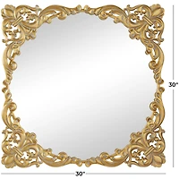 Gold Metal Carved Acanthus Floral Wall Mirror with Distressed Details 30" x 2" x 30"