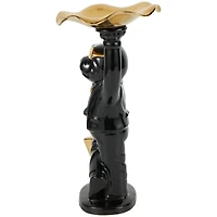 13.25" Black Ceramic Bulldog with Golden Accents Sculpture Décor