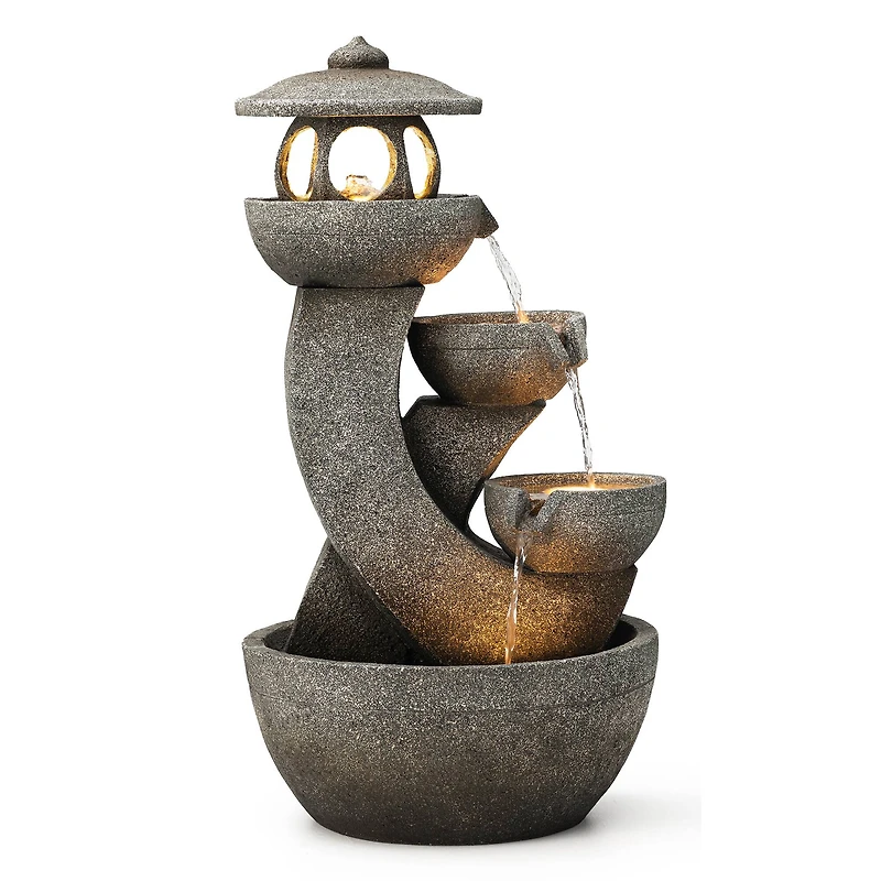Glitzhome® 32" 4-Tier LED Pagoda Outdoor Fountain