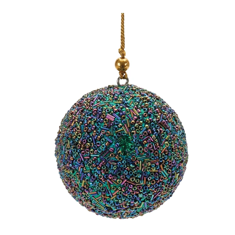 2.75" Rainbow Beaded Ball Ornaments, 12ct.