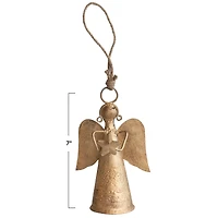 Hello Honey® 7" Antique Brass Finish Metal Angel Bell Ornament