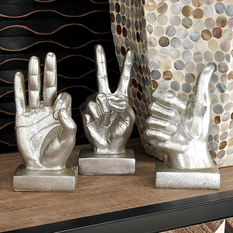CosmoLiving by Cosmopolitan Silver Hand Sculpture Set