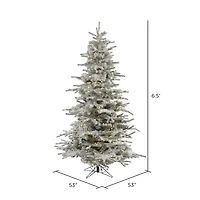 6.5ft. Pre-Lit Flocked Sierra Fir Artificial Christmas Tree, Pure White Dura-Lit® LED Lights
