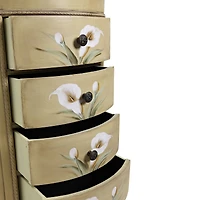 4-Drawer Antique Accessory Table with Calla Lily Floral Art