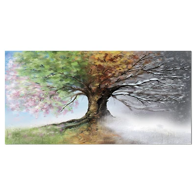 Designart - Tree with Four Seasons - Large Tree Painting Canvas Art Print