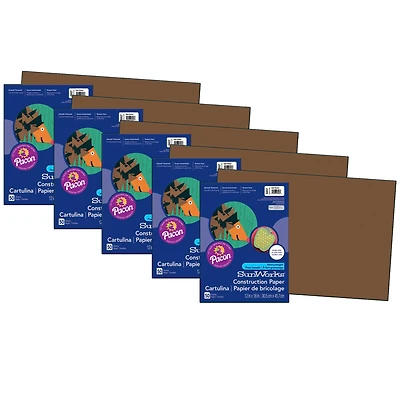 SunWorks® 12" x 18" Dark Brown Construction Paper, 5 Packs of 50 Sheets