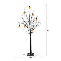 5ft. Pre-Lit Artificial Halloween Pumpkins and Skulls Ornament Tree with 72 Warm White LED Lights