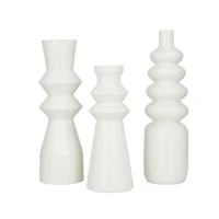 White Stoneware Contemporary Vase, Set of 3" 16",17"
