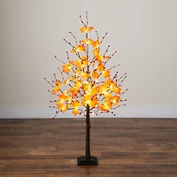 4ft. Pre-Lit Autumn Maple Artificial Fall Tree with Berries and 60 Warm White LED Lights