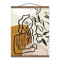 Earthy Abstract Figure II 16" x 20" Teak Hanging Canvas