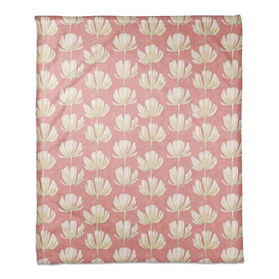 Floral Pattern 50" x 60" Coral Fleece Blanket