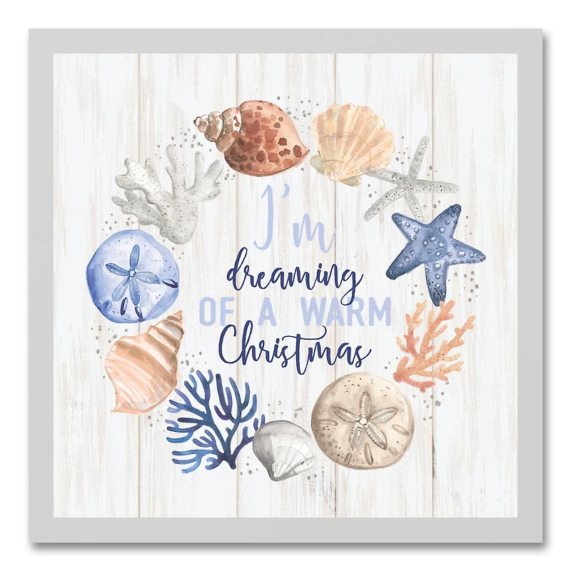 18" Dreaming of a Warm Christmas Framed Wall Canvas
