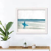 Surfer Walking White Framed Print