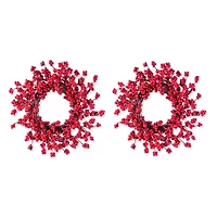 Glitzhome® 14"D Christmas Mini Red Berries Wreath Set