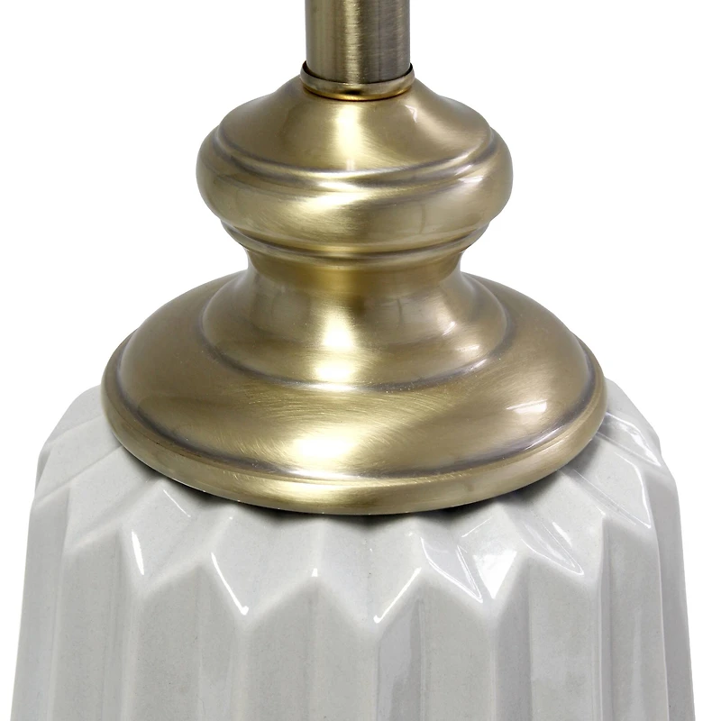 Lalia Home 25" Gray Fluted Ceramic and Metal Table Lamp with White Shade