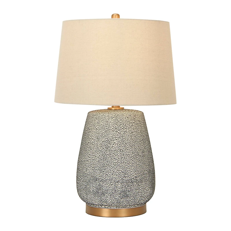 Hello Honey® 26'' Textured Blue Glaze Ceramic Table Lamp with Natural Linen Shade