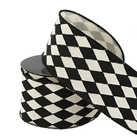 2.5" x 20ft. Black & White Rhombus Wired Ribbon by Celebrate It® Halloween