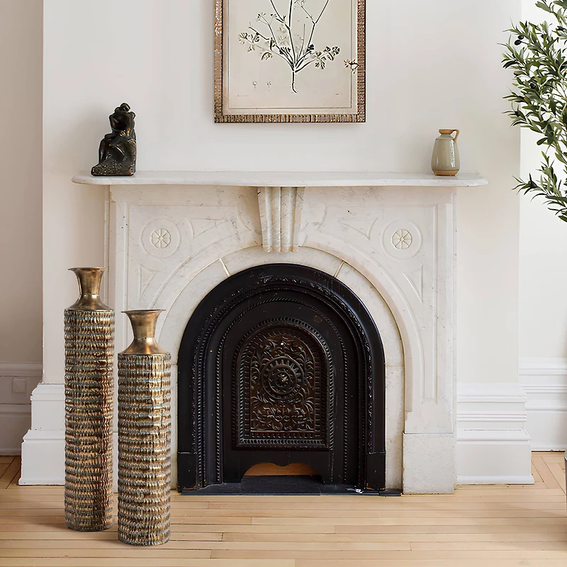 Glitzhome®  Gold Embossed Verdigris Metal Floor Vases Set