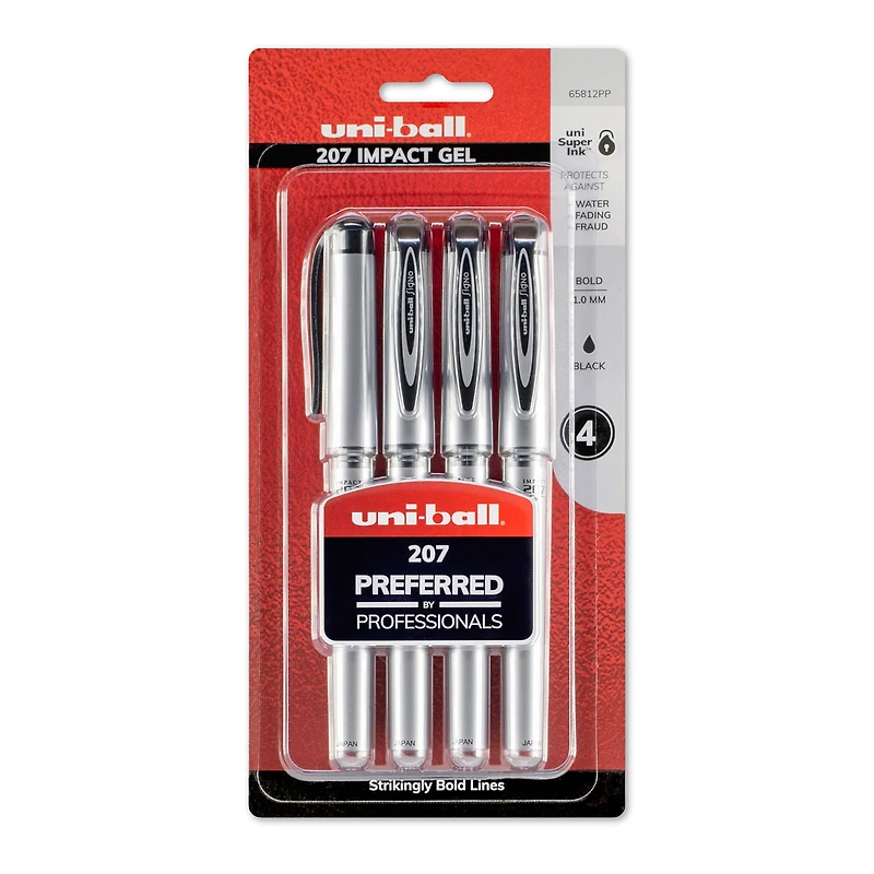 Uni-Ball® Impact Gel Black 4 Pen Set