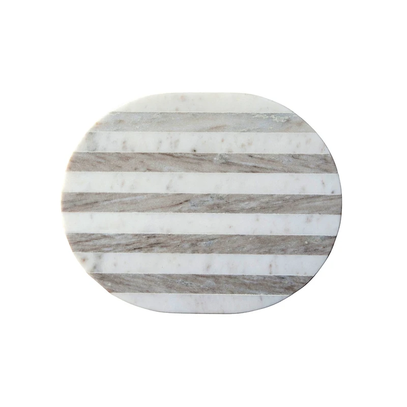 Hello Honey® 15'' Gray & White Striped Oval Marble Cheese & Cutting Board
