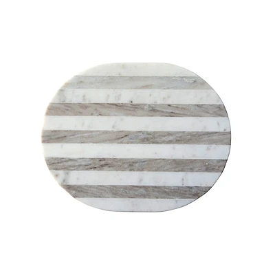 Hello Honey® 15'' Gray & White Striped Oval Marble Cheese & Cutting Board