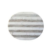 Hello Honey® 15'' Gray & White Striped Oval Marble Cheese & Cutting Board