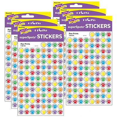 Trend Enterprises® superSpots® Paw Prints Stickers, 6 Packs of 800ct.