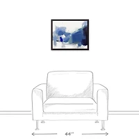 Abstracted Blues Canvas Wall Art in Black Frame