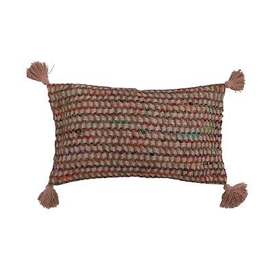 Hello Honey® Brown Woven Lumbar Pillow with Tassels